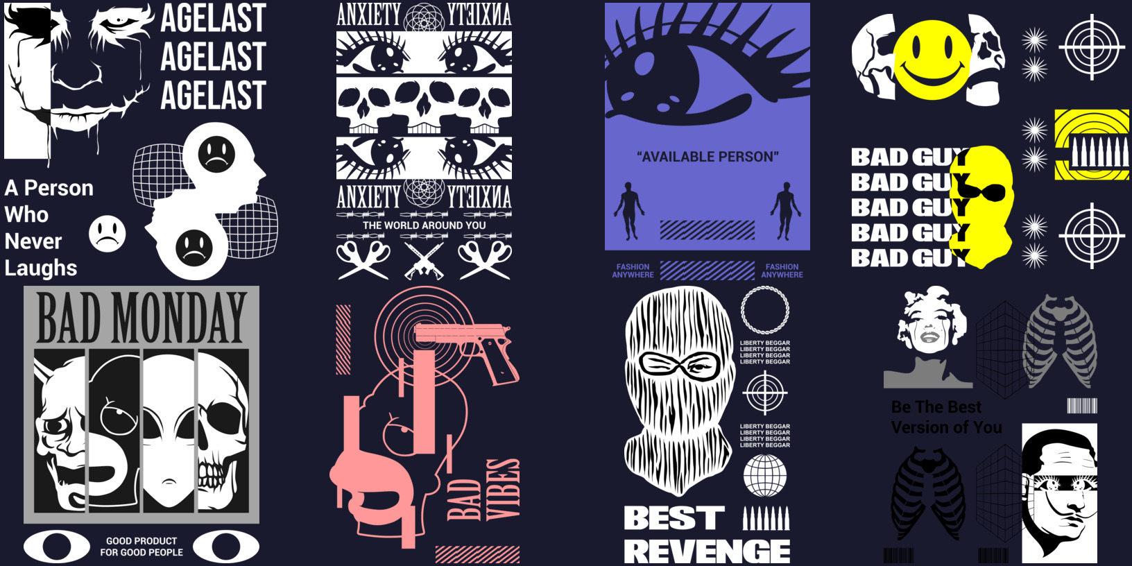 مجموعة تصاميم Streetwear Y2K الحضرية
